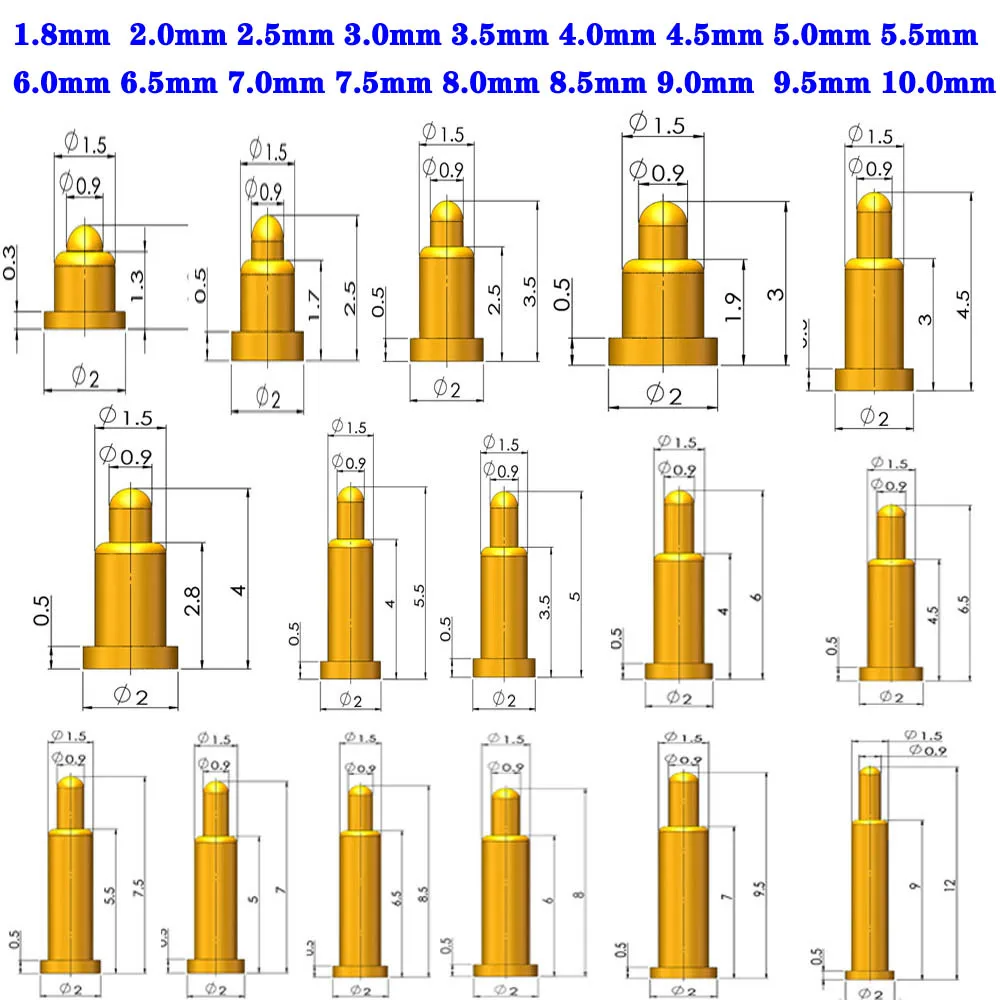 

Pogo Pin Connector Pogopin Battery Spring Loaded Contact SMD Needle PCB 3 4 5 6 7 8 9 10 12 mm Test Prob Wholesale