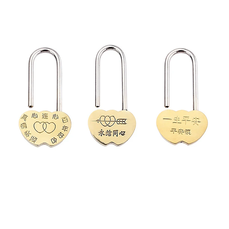 Love Lock Tourist Attraction Wishing Lock Concentric Lock Wedding Lock Cannot Be Opened Engraved Heart Lock Jewelry