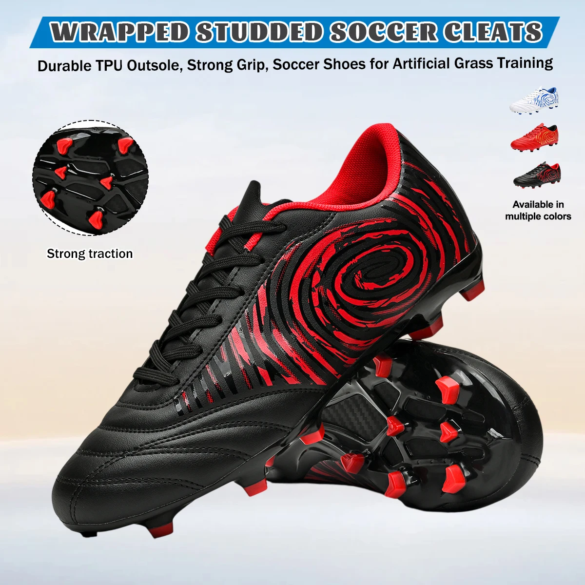 Men AG FG Soccer Cleats Firm Ground Studded Football Shoes Breathable Comfort Design for Outdoor Grass Training Games - view 5