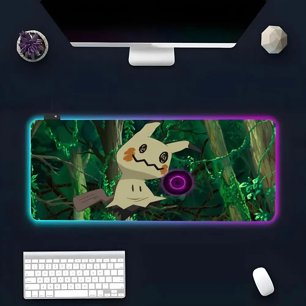 Game M-Mimikyu Mouse Pad RGB Glow Personality Picture Custom PC Table Mat Carpet Mat Game Player Dedicated LED