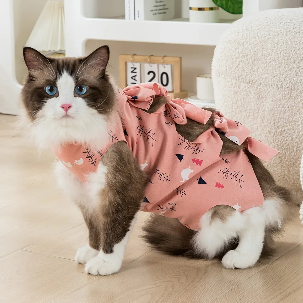 Pet Cat Spay/Neuter Clothes Cat Postpartum Surgical Clothes Anti Licking Anti Shedding Breathable Clothes