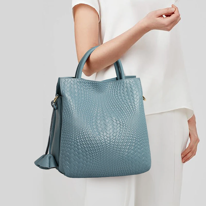 

Leather women's handbag - tote bag - large capacity - 2025 new model - woven pattern - women's bag - cowhide - mother bag