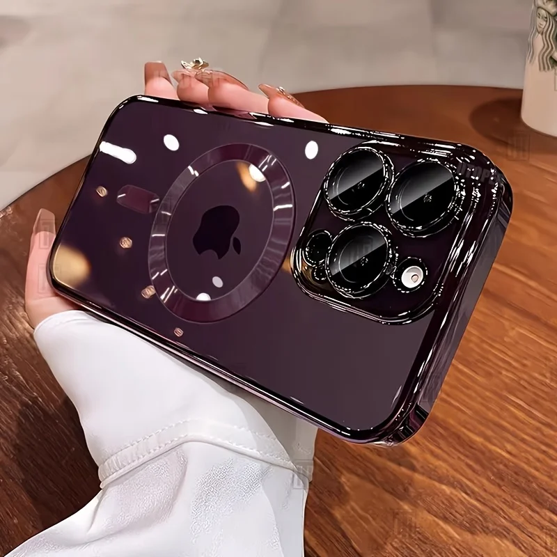 Luxury Fashion Magnetic Clear Case For iPhone 18 17 16 15 14 13 12 11 Pro Max 17 15 18 16 Pro Wireless Charge Plating Soft Cover