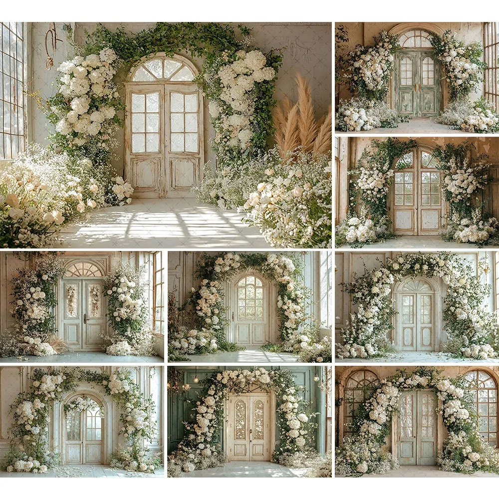 Mehofond التصوير خلفية الربيع الأبيض قوس الزهور الكبار الأمومة صورة حفلة عيد ميلاد ديكور خلفية استوديو الصور