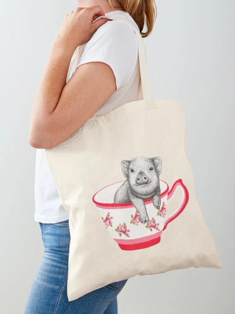 Teacup Pig Tote Bag bags woman 2026 handbag custom fabric bag