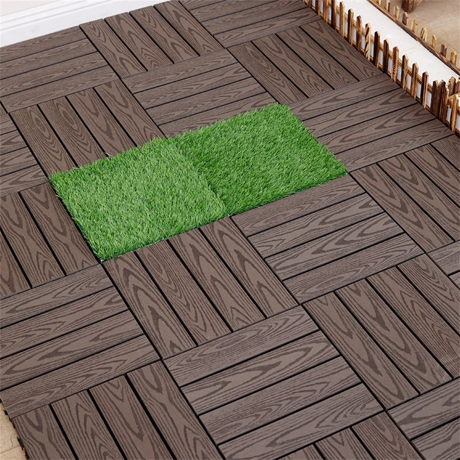 Outdoor wood-plastic flooring Balcony bathroom courtyard DIY anti-static flooring anti-corrosion ecological wood flooring