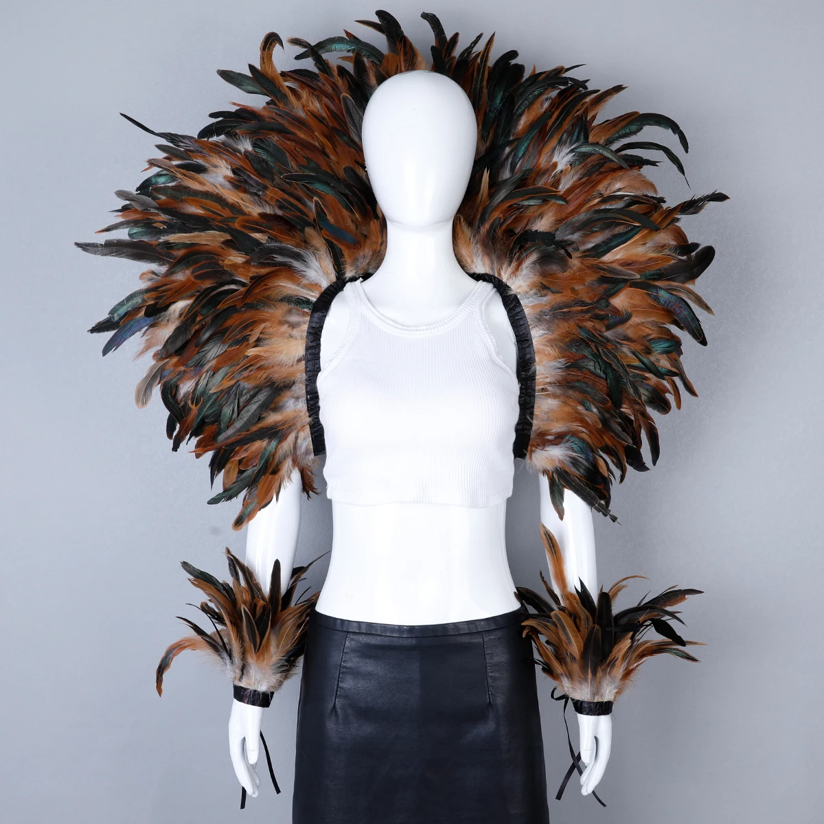 Party Karneval Elegante Damen Schal 2-teiliges Set Cosplay Feder Punk Halloween Masken Ball Feder Punk Karneval Party Set neue – Detail 19