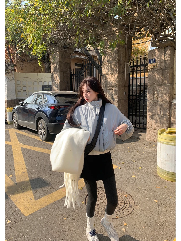 

Peaceonesoul Women's ort Puffer Jaet Stand Collar Bread Sle Thi Outerwear Du down Commute Sle Zipper Closure