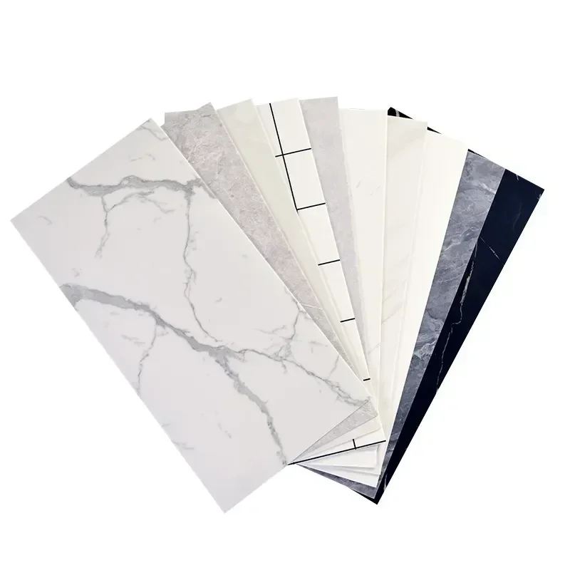 10pcs Marble Tile Wall Stickers PVC Self Adhesive Waterproof Wallpaper Living Room Bedroom Bathroom Floor Background Wall Decor