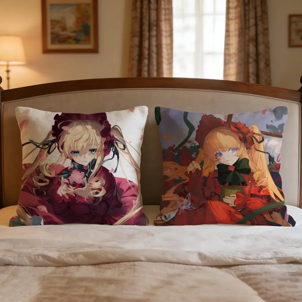 Anime Rozen Maiden Cushion Cover 4Pcs Decorative Covers Soft Cushion Case for Sofa Couch Decor 40x40 45x45 Pillowcases