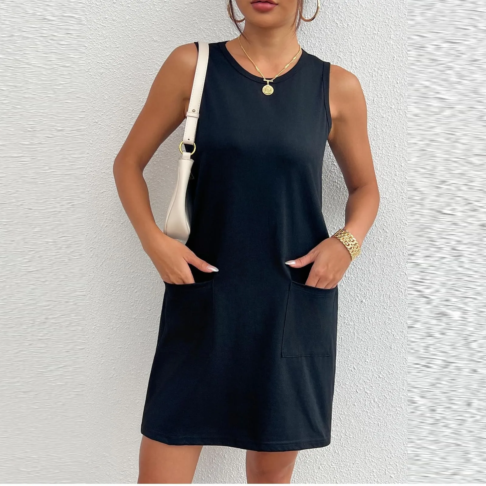 Women Vest Dress Sleeveless Elegant Mini Tank Dress Casual Workout Sports Tennis Athletic Summer Simple Short Sleeve Sundress