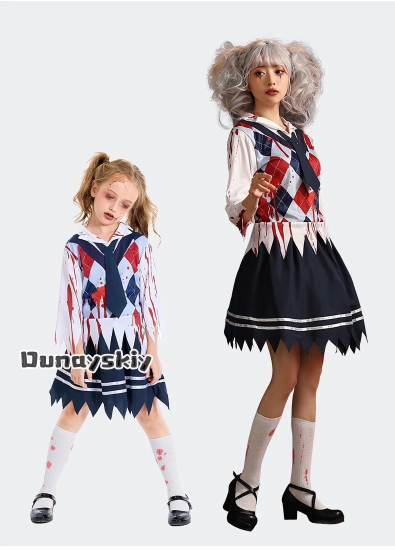 

Halloween Girls Zombie School Cosplay Costume Uniform Child Vampire Costumes Halloween Costume for Zombie School Outfits