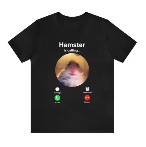 

Футболка с забавным мемом «Хомяк зовет»: мем с хомяком, смотрящим в камеру, для женщин и мужчин, уличная одежда, топы