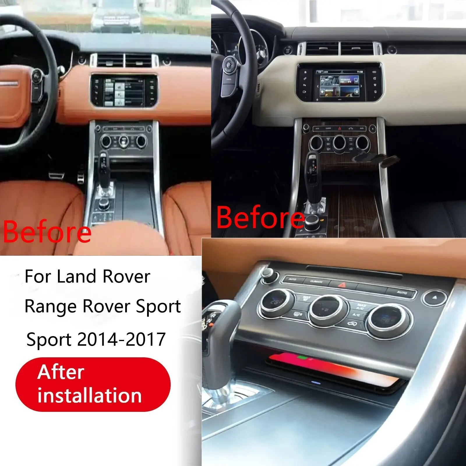 Para land rover range rover sport l494 2014-2017 console central do carro telefone rápido carregador sem fio placa de carregamento suporte de carregam