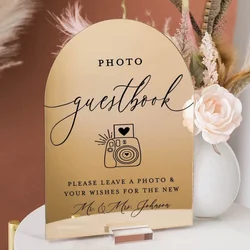 ARCH Gold Silver Mirror Photo Booth Guestbook Snap Shake It Stick It Sign It Acrylic Wedding Leave A Note & Well Wishes Sign