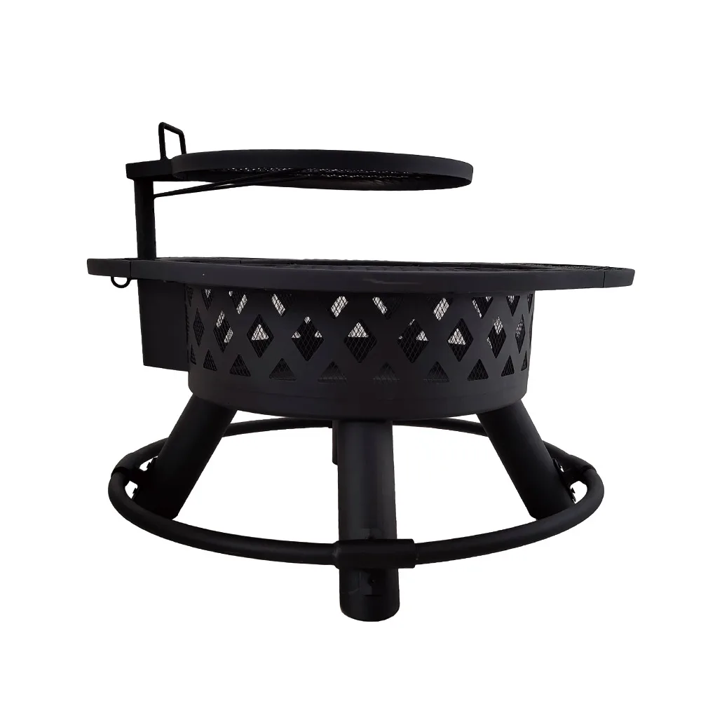 47'' Heavy Duty Charcoal Grill Patio Deep Fire Pit Brazier BBQ Grills SteelBarbecue grill for household firewood Table Chair Out