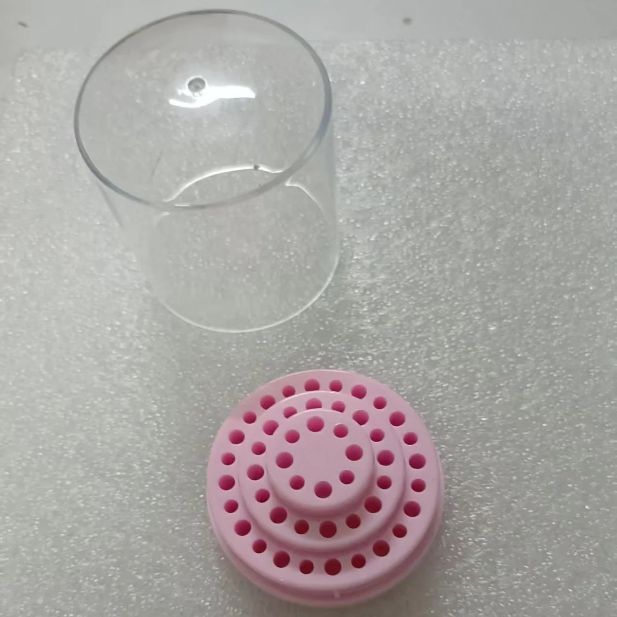 Round Cake Tier Dustproof Nail Drill Bit Holder Storage Container Box For Manicure Tools Nail Salon - 48 Holes Pink (Drill Bits view 5