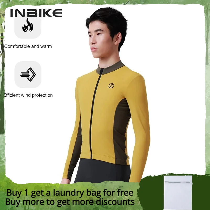 Inibke Cycling Jersey Man Fleece For Warmth Men's Cycling Long Sleeve Jersey High Elasticity Biking Riding Jersey Man Clothes