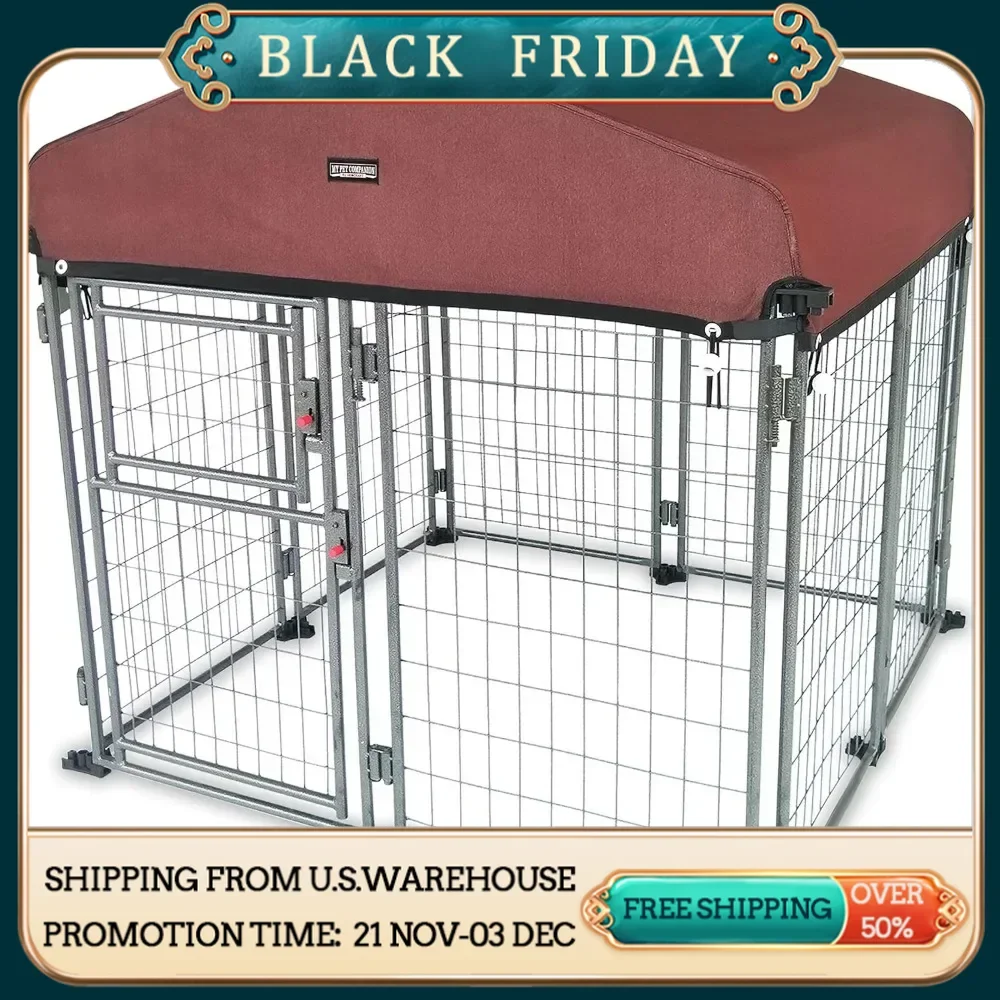 Outdoor Dog Kennel with Roof Cover Dog House Easy To Assemble Weatherproof Large Dog Crate Comfortable and Beautiful