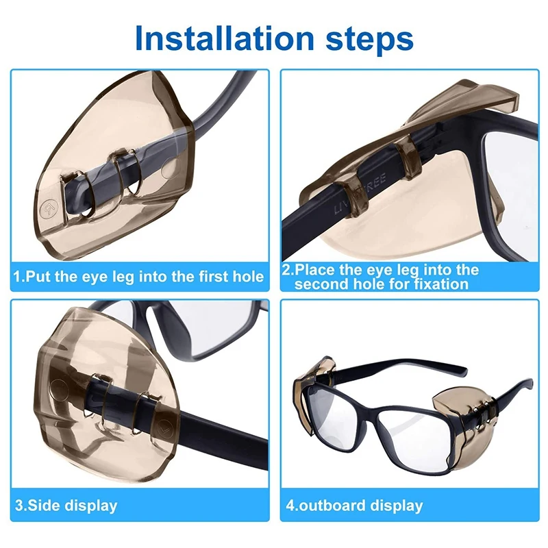 【Popular】6 Pairs Safety Eyeglasses Side Shields Clear/Brown Flexible Slip Fits Small To Medium Eyeglasses Universal