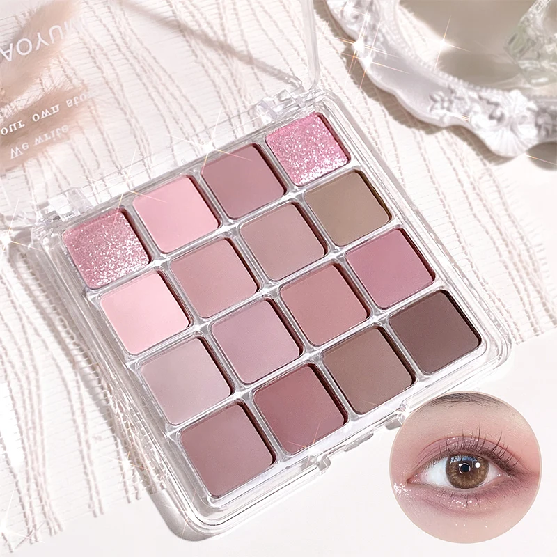 16 Color Sunset Magic Eye Shadow Plate Pearl Matte Earth Color Makeup Eye Shadow Pigment Waterproof Lasting Korean Cosmetics