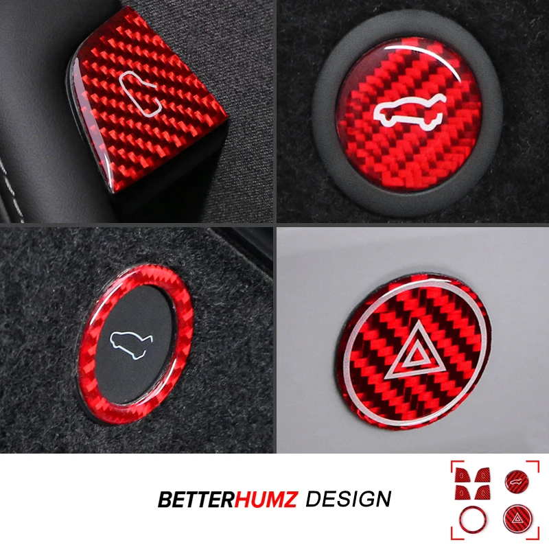 Für Tesla Model Y Juniper 2025 2026 Model 3 Highland 2024- Echte Carbon-Faser Türschalter-Knopf Zierleiste Aufkleber Auto-Zubehör