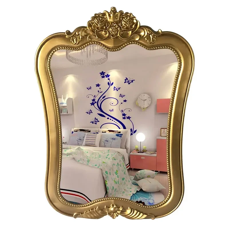 

European pastoral, pink makeup mirror bathroom, toilet basin mirror bathroom wall mirror