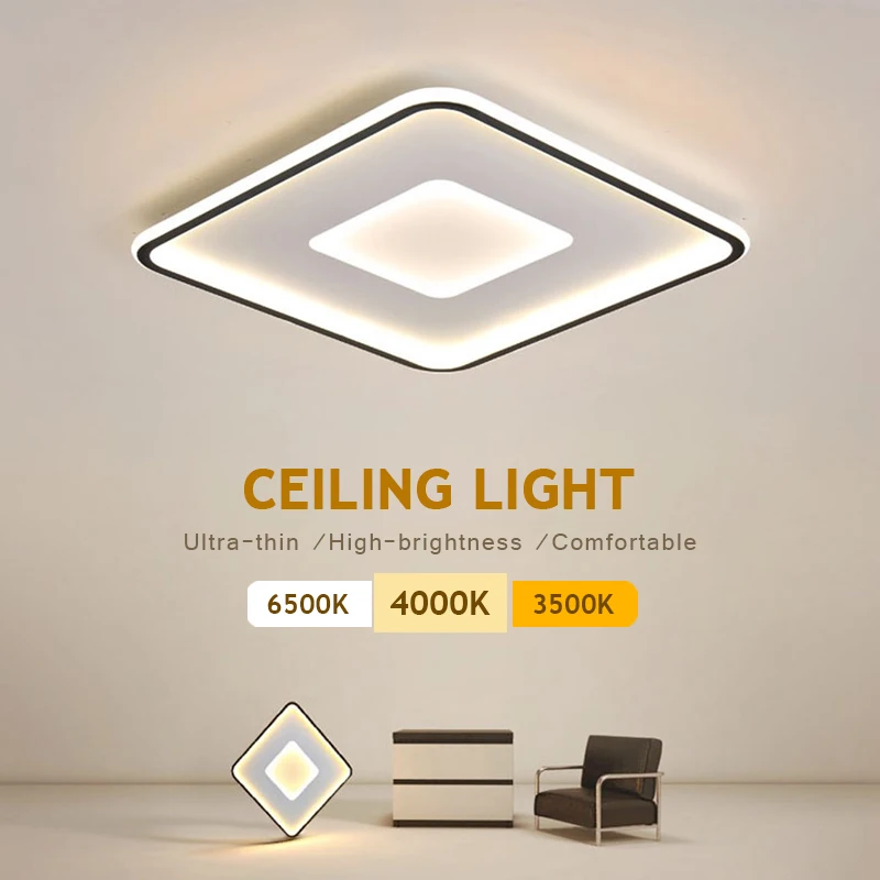 Modern Led Ceiling Lamp Square Ceiling Lights 220V 110V 48W 38W 24W Ultra Thin Panel Light for Living Room led chandelier lighti