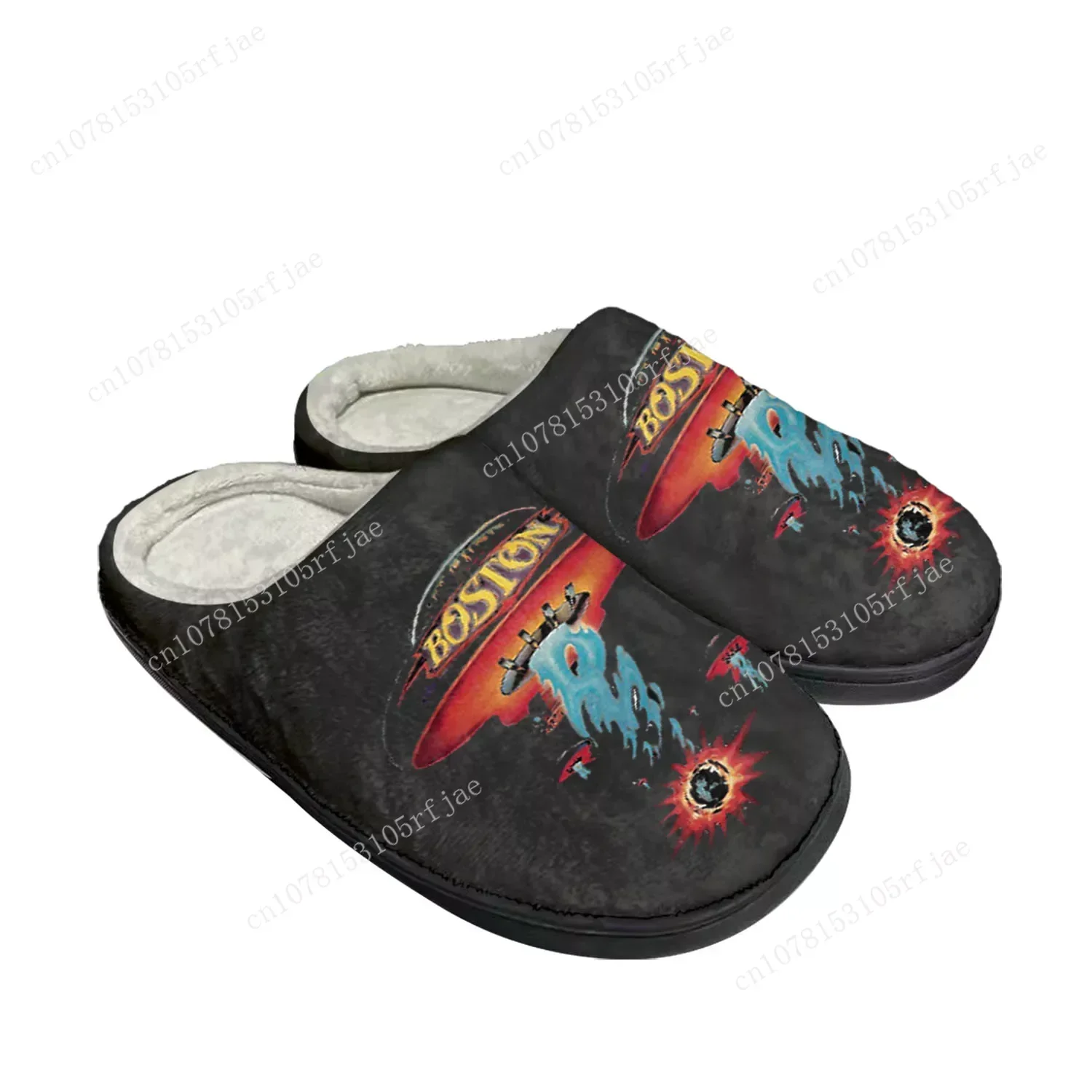 

Boston Band Rock Band Home Cotton Custom Slippers Mens Womens Sandals Plush Bedroom Casual Keep Warm Shoe Thermal Slipper Black