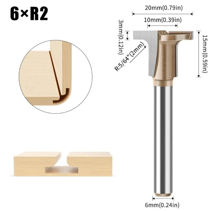 Woodworking Tool T Slot Semi Round Flat Cutter for Accurate Carbon Crystal Board