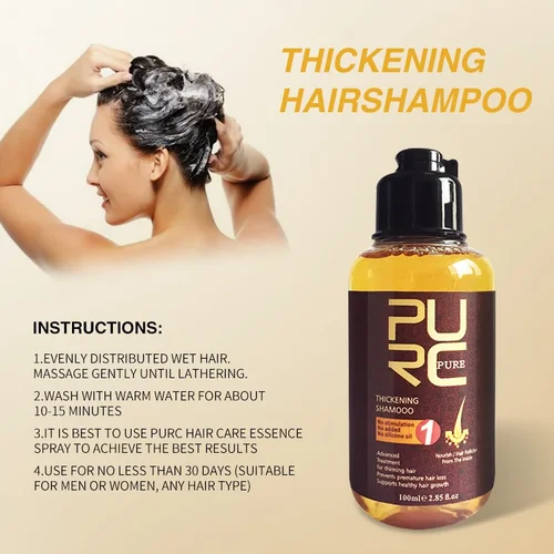Imagen 2 del producto PURC-shampoo para el crecimiento del cabello, aceite esencial, tratamiento para la pérdida de cabello, crecimiento rápido del cabello, nutritivo, engrosamiento de la raíz del cabello, cuidado del cabello para hombres y mujeres