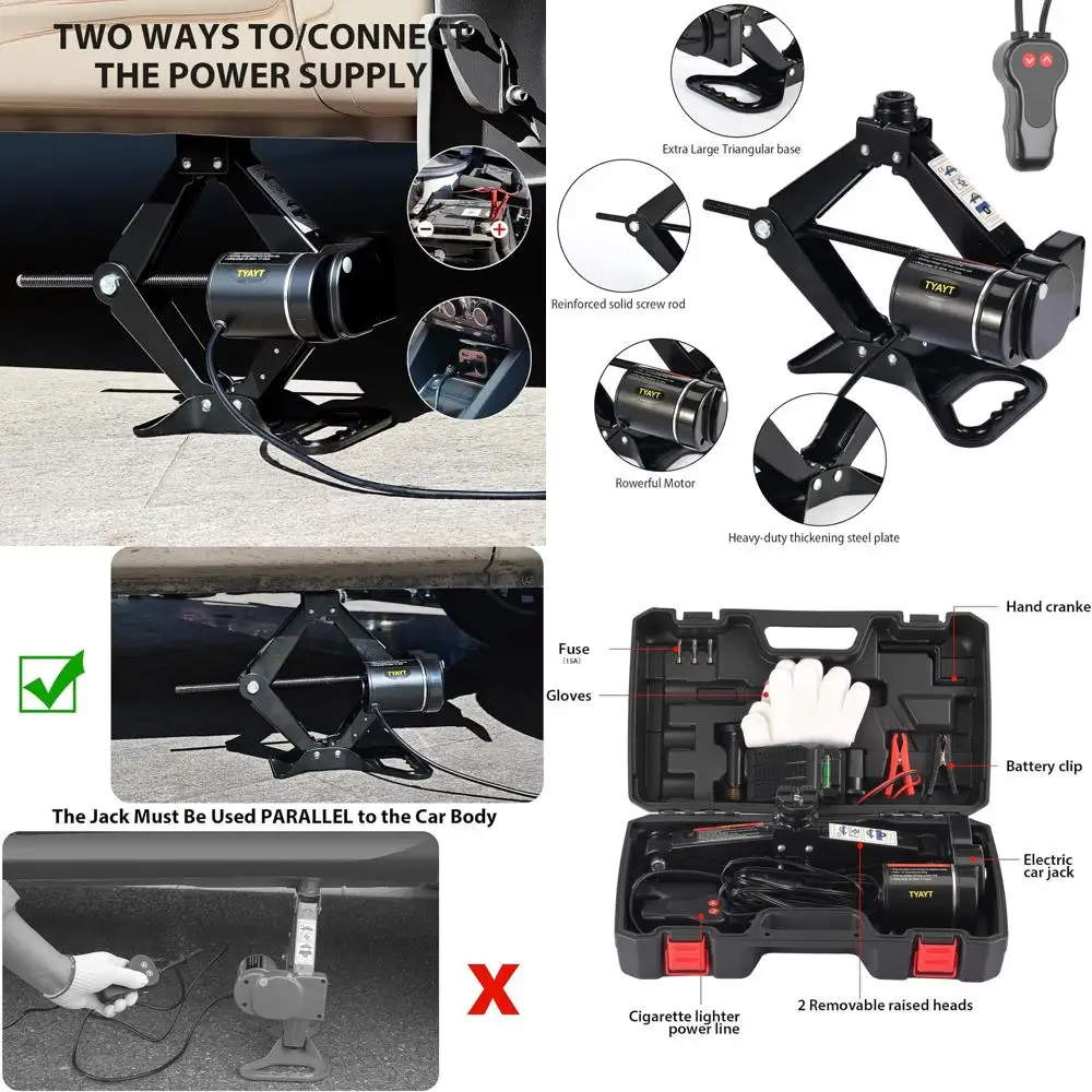 Portable 12V 3-Ton Electric Scissor Jack for Sedans and SUVs - Ideal for Tire Changes