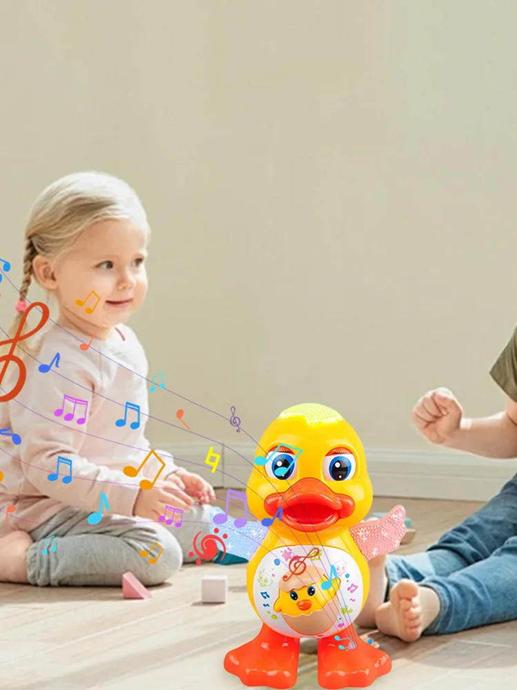 음악과 조명이 있는 전기 춤추는 오리 조기 교육 장난감 아기 뮤지컬 오리 장난감 귀여운 뮤지컬 만화 동물 어린이 선물