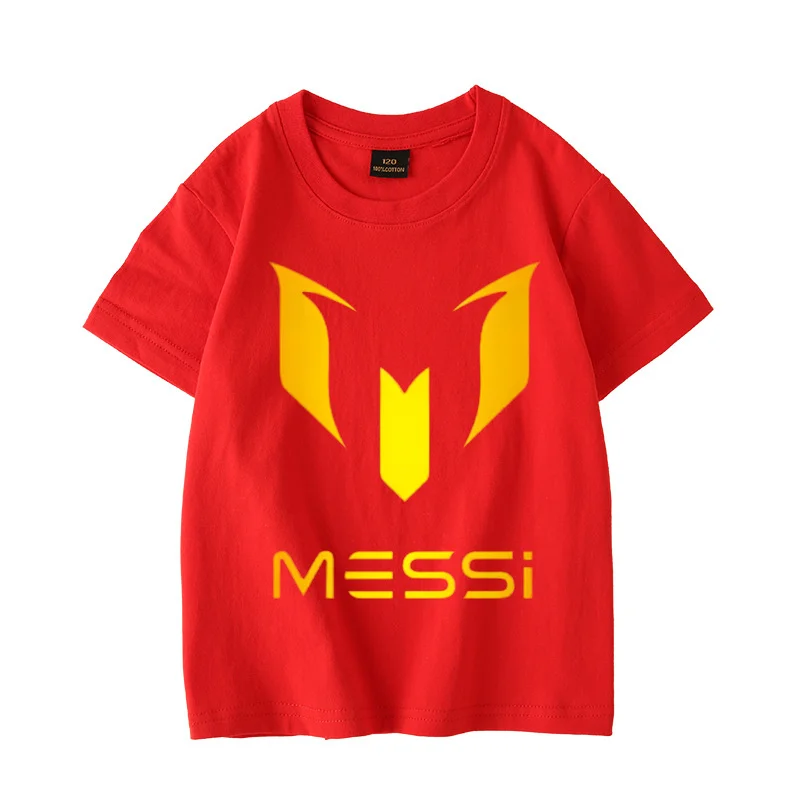 New 100%Cotton Footballer Messi T-Shirt  Summer Child Clothes Comfortable Fashion Sweat Breathable T-Shirt Short Sleeve T-Shirt