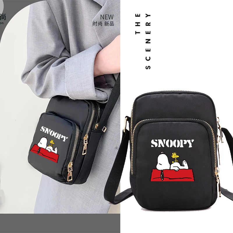 Snoopys Cute Canvas One Shoulder Womens Bag Korean Version Crossbody Bag Female Student Womens Anime Handbag Birthday Gift