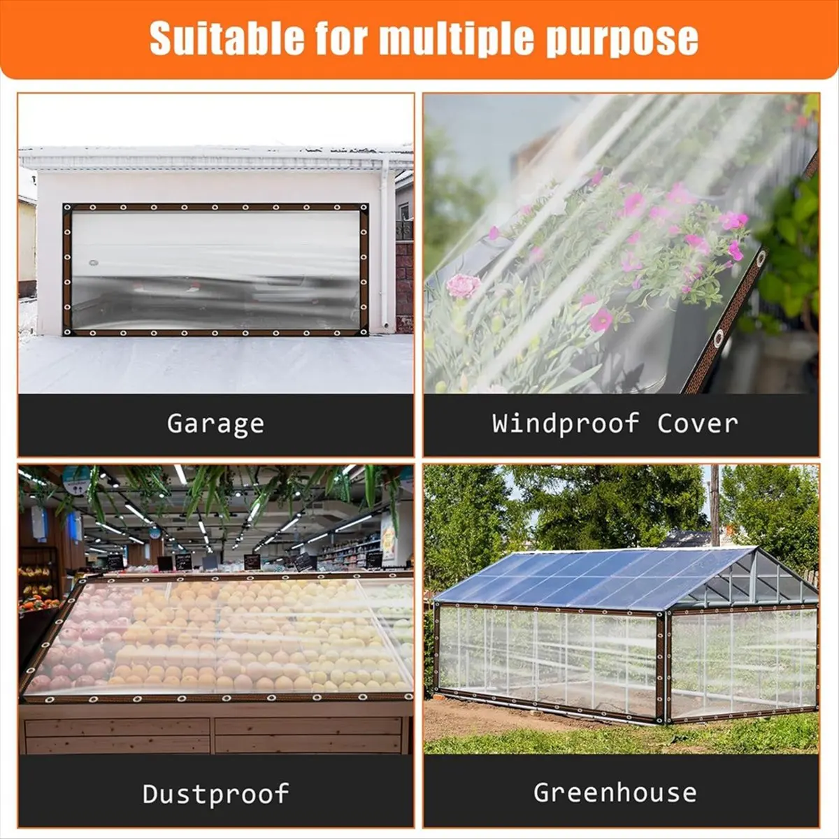 8X10 FT Clear Waterproof Tarps Heavy Duty Outdoor Garden Rainproof Covering,Clear Vinyl Tarp with Grommets &LICG