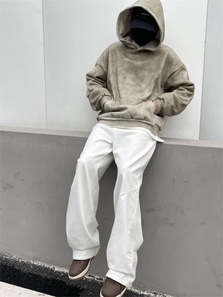 

Cleanfit White Jeans Men's Autumn Winter High Street Teenagers Straight Leg Micro Flare Long Pants Casual Comfortable Denim