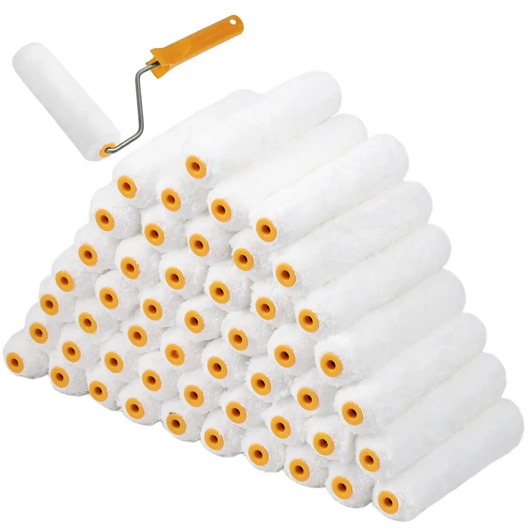 50Pcs Paint Roller Covers Paint Roller Set Paint Roller Mini Paint Roller For Applying Paint Wall Ceiling Home Painting Supply