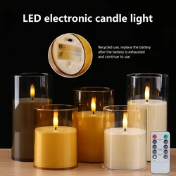 LED Electronic Candle Light Simulation Glass Full Set Candle Remote Control Timer For Home Christmas Wedding Atmosphere Decor