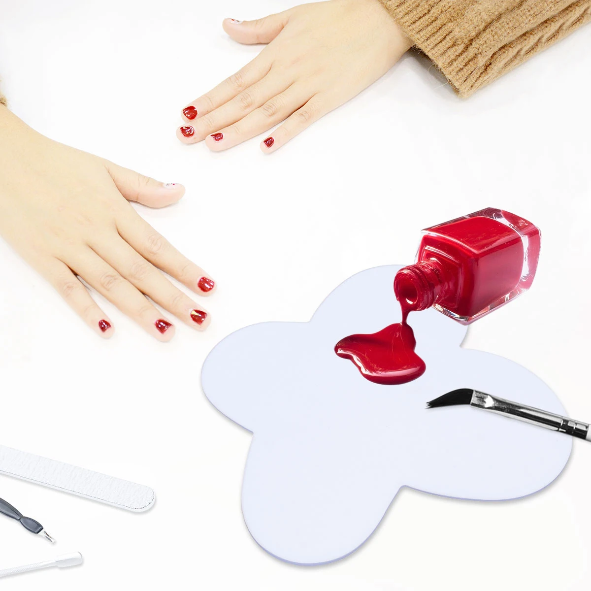 

3 Bags Professional Reusable Silicone Nail Palette Durable Easy Clean Diy Craft Paint Tray White