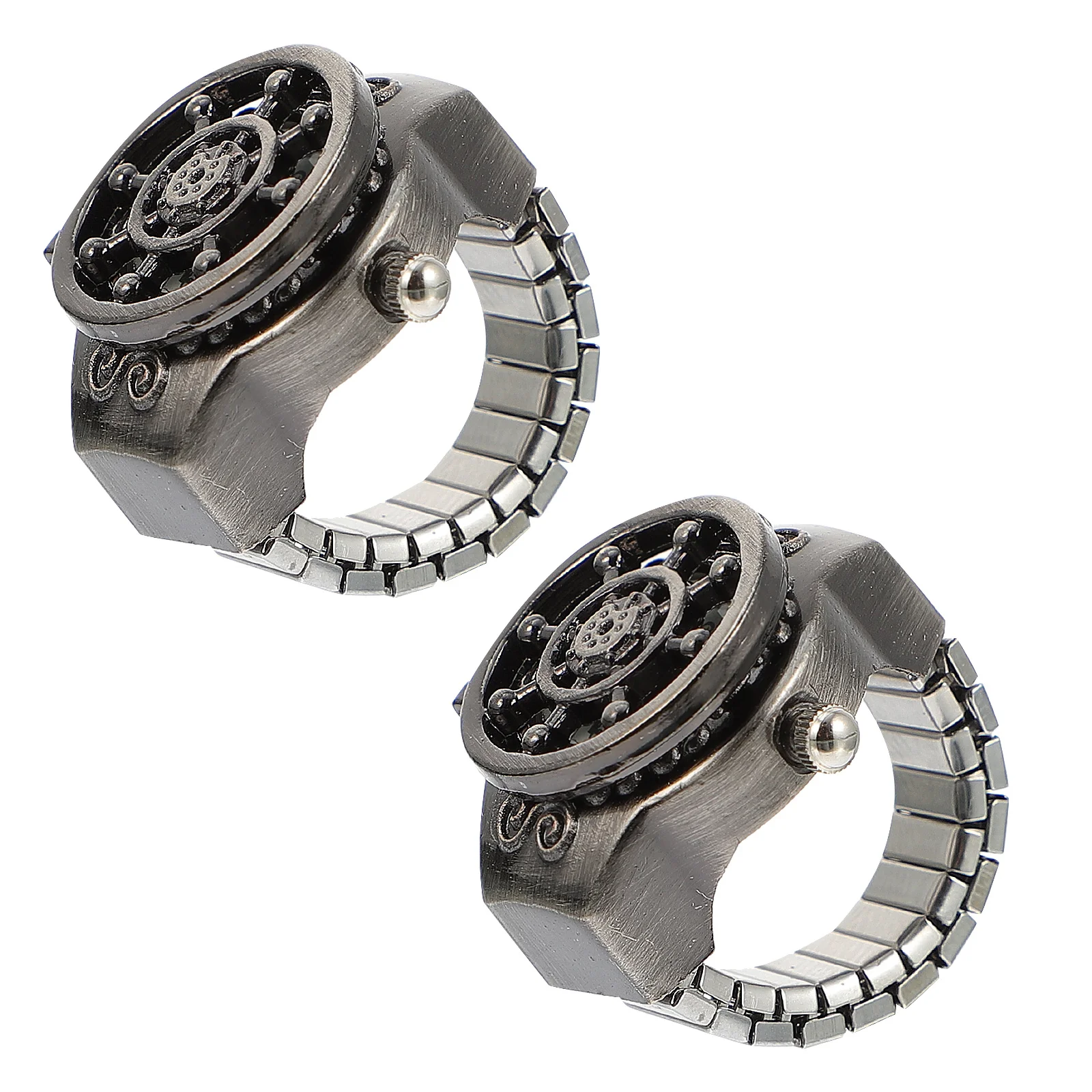 2 pezzi orologi con anello da dito retrò in lega di zinco design creativo orologio flip-open casual per decorazioni orologi da donna con anello alla moda