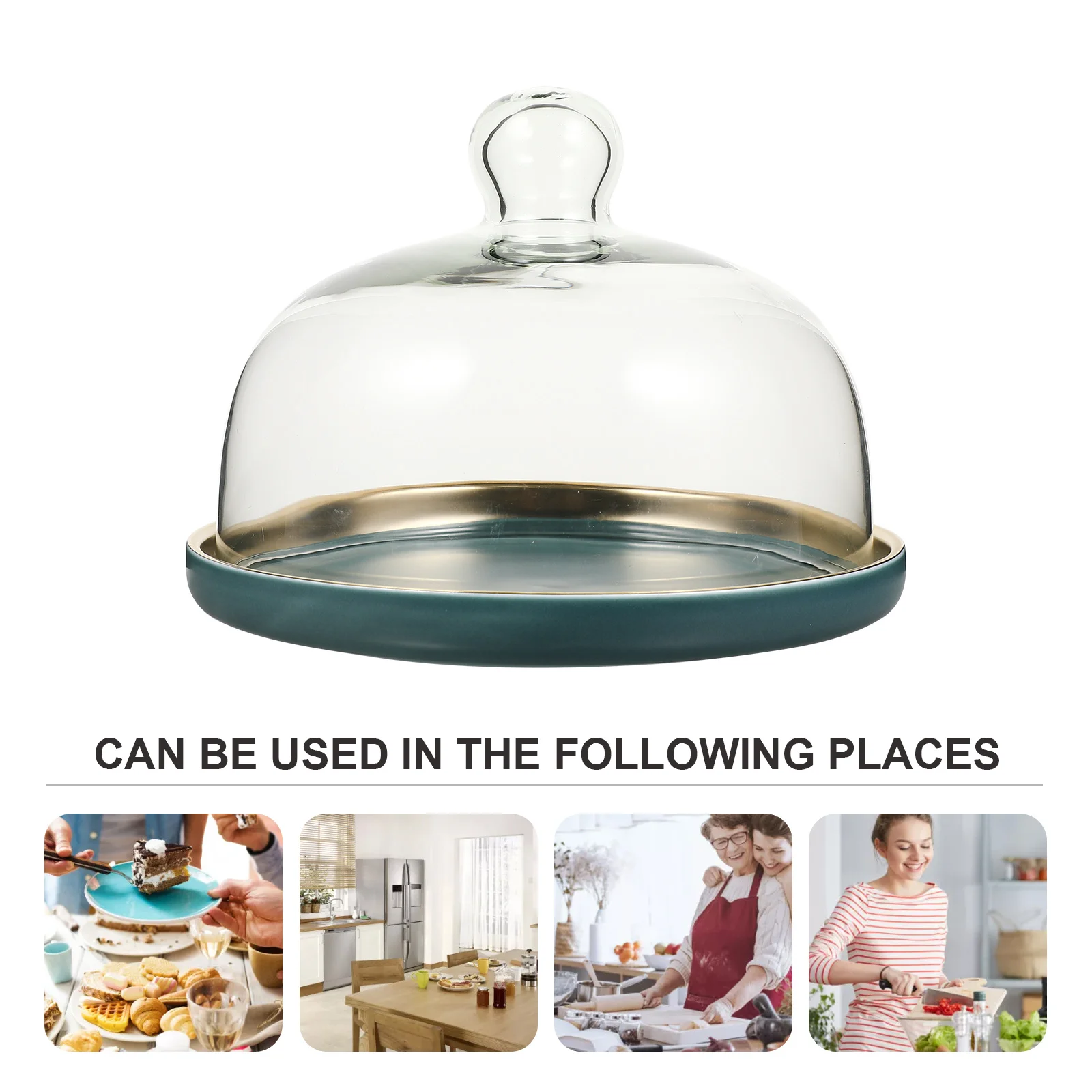 

1Set Cake Bread Sampling Plate Ceramic Dessert Tray Glass Cover Lid Snack Container Pastry Serving Tray Cake Plate Lid Kit