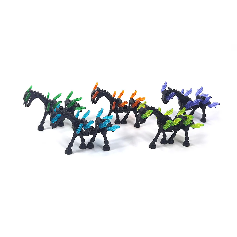 Halloween MOC Animal Building Blocks Medieval Mount Skeleton Flame Horse 59228 Creative Bricks Toys Compatible With LEGO