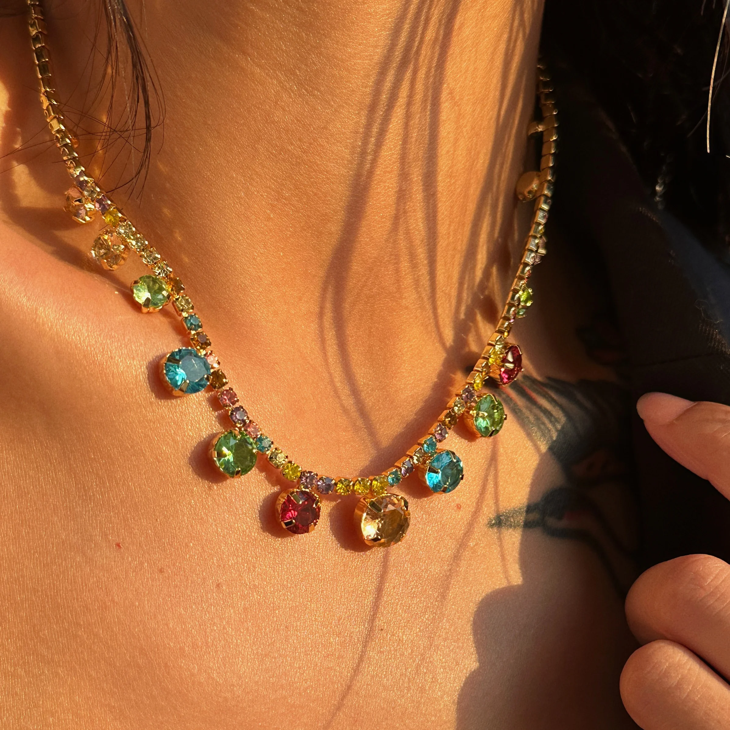 

DASEIN 2025 New Colorful 5a Zircon Dangle Pendant Tennis Necklace 18k Gold Plated Tarnish Free Luxury Jewelry for Women Gift