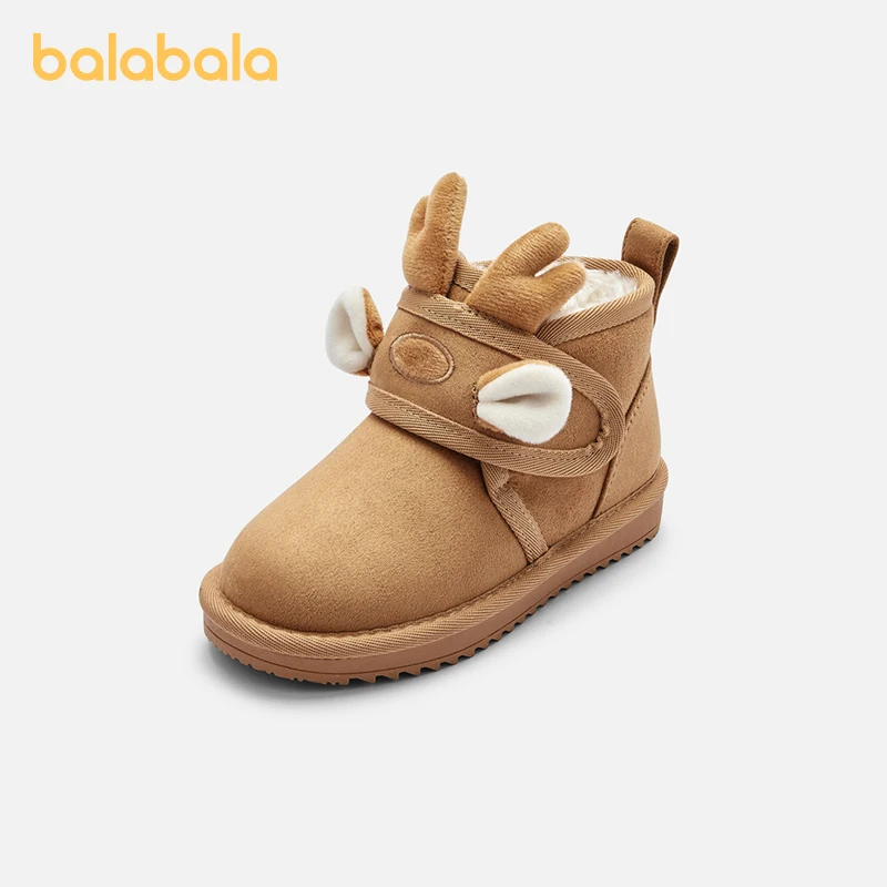 Balabala Kids Snow Boots Boys Girls Versatile Short Boots with Thickened and Fleece-Lined Cotton 2024 New Winter Boots