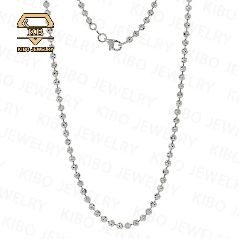 

Bead Design Ball Chains HIp Hop Jewelry 925 Sterling Silver Plated 18K Gold Men Cuban Chain Necklace Chains