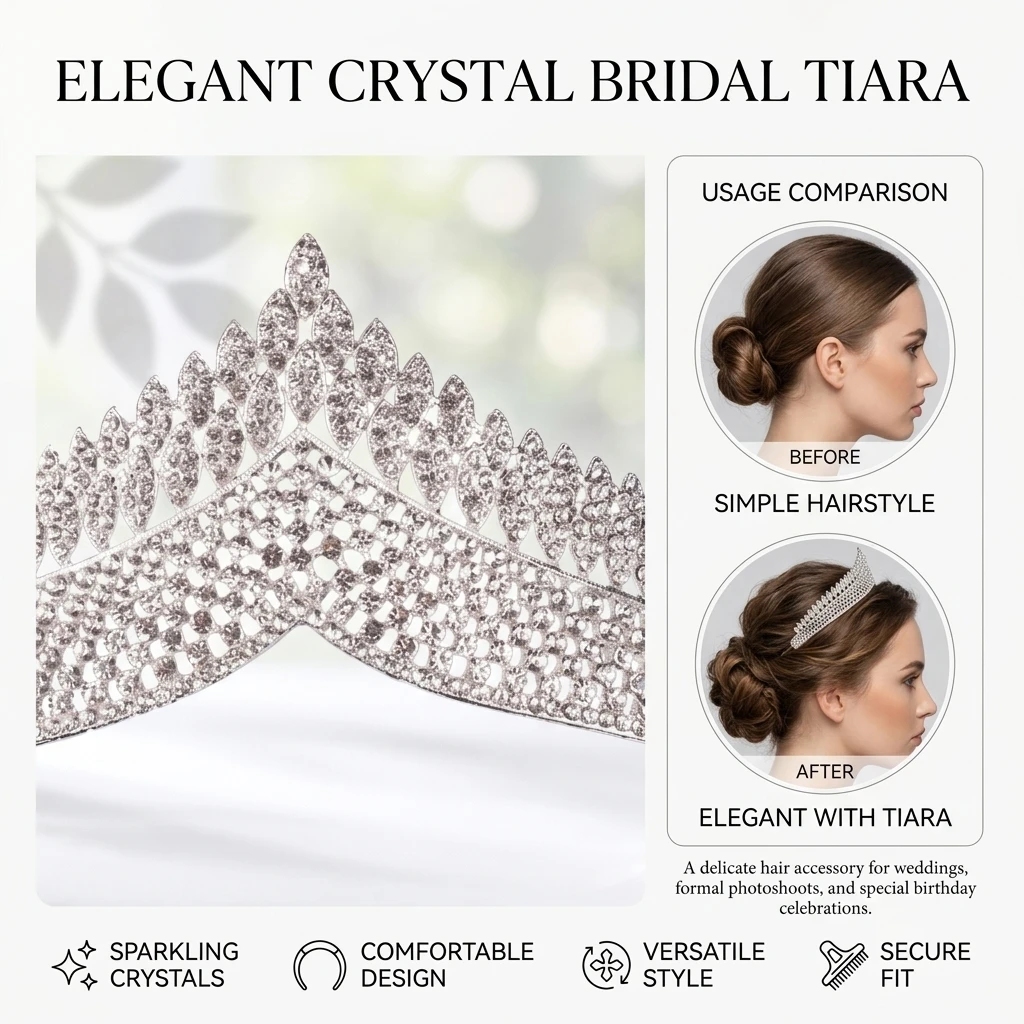 Picture 4: Crystal Tiara-Bridal Hairpiece For Wedding Party With Comfortable Lightweight Design