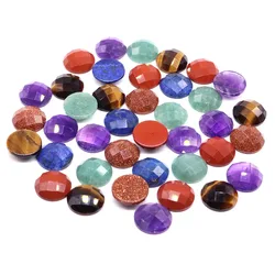 16mm Faceted Round Cabochon Flat Back Beads Natural Stones  Crystal Cameo Spacers for Jewerly Making DIY Necklace Pendants Rings