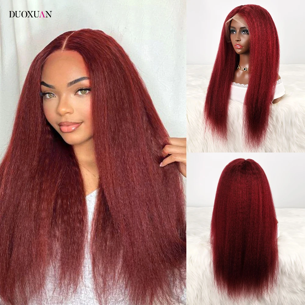 Kinky Straight 230 Density 13x6 Lace Front Human Hair Wig 100% Human Hair Yaki Straight Wig for Black Women Brazilian Human Hair