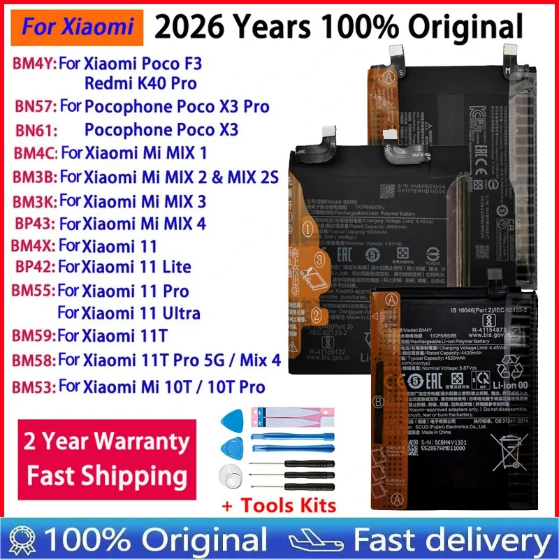 BM58 Battery For Xiaomi Mi Mix 1 2 2S 3 4 Poco X3 F3 Redmi K40 10T 11T Mi 11 Mi11 Lite Ultra Pro Batteries